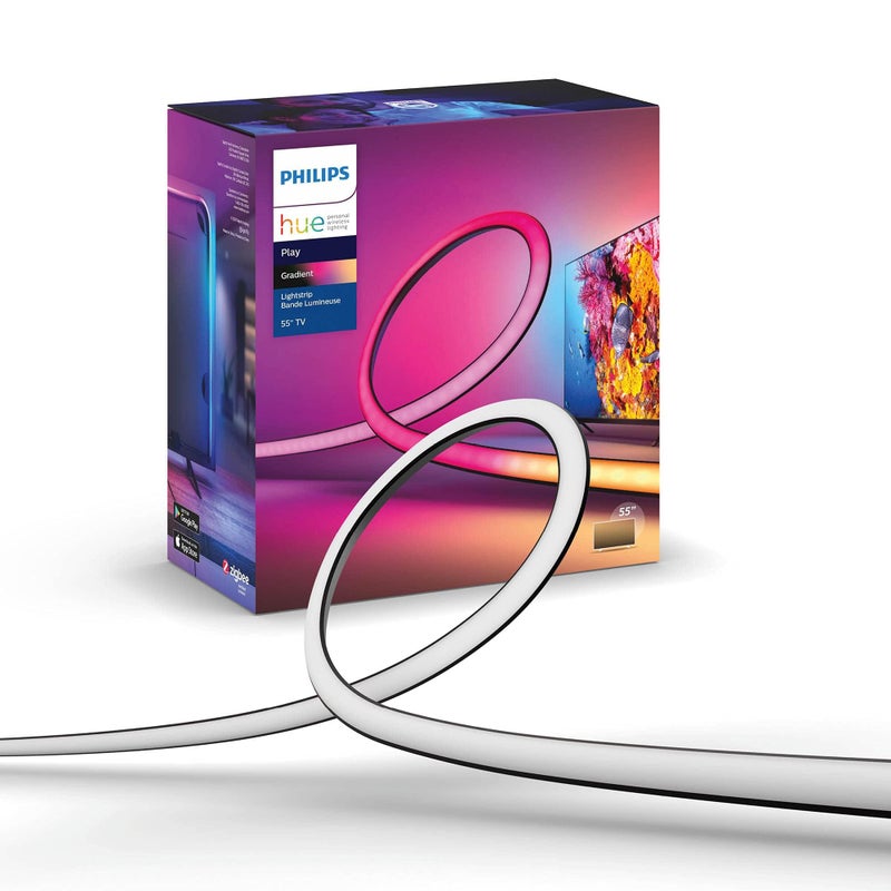 Philips Hue Play Gradient 55" Smart TV Light Strip - Flowing Multicolor LED Color-Changing TV BackLight - Sync with TV, Music, and Gaming - Requires Bridge and Sync Box - Control with App or Voice - Image 1